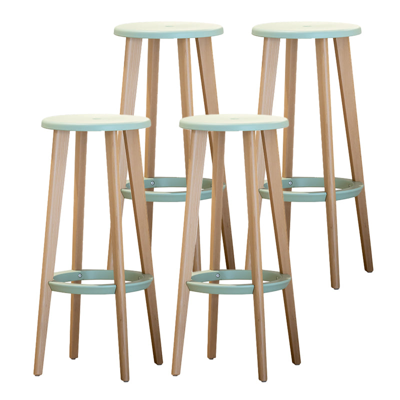 Contemporary Simple Wood Counter Stools Circular Seats Indoor Bar Stool Green Set of 4 Clearhalo 'Bar Furniture' 'Bar Stools' 'bar_stools' 'furniture_bar_stools' 'Kitchen & Dining Furniture' 'kitchen&dining_furn' 'kitchen' 'kitchen_furn' Furniture' 4654294