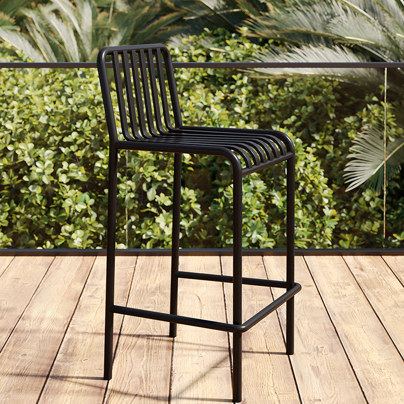 Iron Outdoor Counter Stools Industrial Low Back Bar Stools with Square Seat Black 1 Piece Clearhalo 'Bar Furniture' 'Bar Stools' 'bar_stools' 'furn' 'furn_bar_stools' 'furniture_bar_stools' 'Kitchen & Dining Furniture' 'kitchen&dining_furn' 'kitchen' 'kitchen_furn' Furniture' 4654298