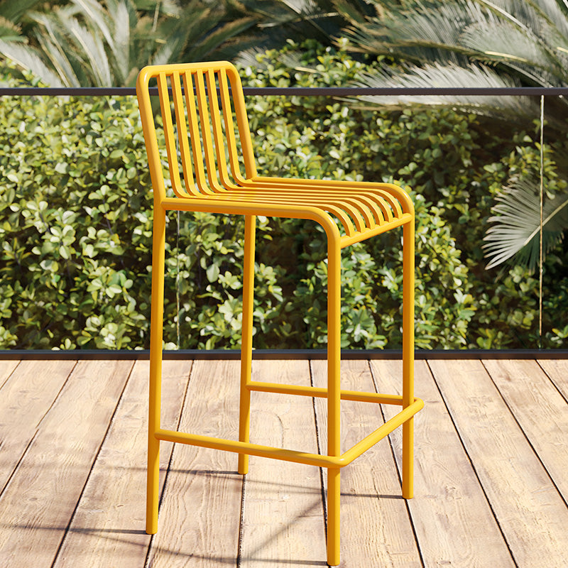 Iron Outdoor Counter Stools Industrial Low Back Bar Stools with Square Seat Yellow 1 Piece Clearhalo 'Bar Furniture' 'Bar Stools' 'bar_stools' 'furn' 'furn_bar_stools' 'furniture_bar_stools' 'Kitchen & Dining Furniture' 'kitchen&dining_furn' 'kitchen' 'kitchen_furn' Furniture' 4654299