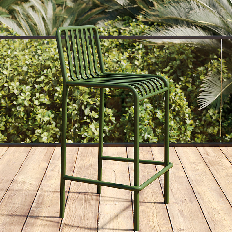 Iron Outdoor Counter Stools Industrial Low Back Bar Stools with Square Seat Green 1 Piece Clearhalo 'Bar Furniture' 'Bar Stools' 'bar_stools' 'furn' 'furn_bar_stools' 'furniture_bar_stools' 'Kitchen & Dining Furniture' 'kitchen&dining_furn' 'kitchen' 'kitchen_furn' Furniture' 4654303