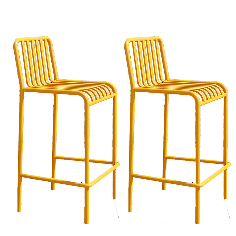 Iron Outdoor Counter Stools Industrial Low Back Bar Stools with Square Seat Yellow 2 Piece Set Clearhalo 'Bar Furniture' 'Bar Stools' 'bar_stools' 'furn' 'furn_bar_stools' 'furniture_bar_stools' 'Kitchen & Dining Furniture' 'kitchen&dining_furn' 'kitchen' 'kitchen_furn' Furniture' 4654307