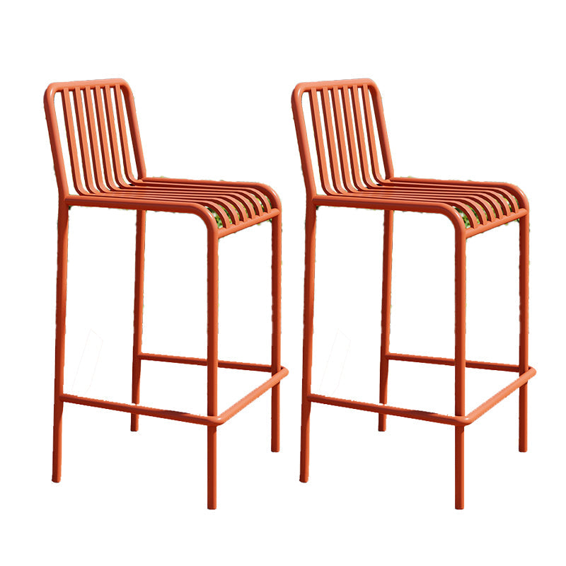 Iron Outdoor Counter Stools Industrial Low Back Bar Stools with Square Seat Orange 2 Piece Set Clearhalo 'Bar Furniture' 'Bar Stools' 'bar_stools' 'furn' 'furn_bar_stools' 'furniture_bar_stools' 'Kitchen & Dining Furniture' 'kitchen&dining_furn' 'kitchen' 'kitchen_furn' Furniture' 4654310