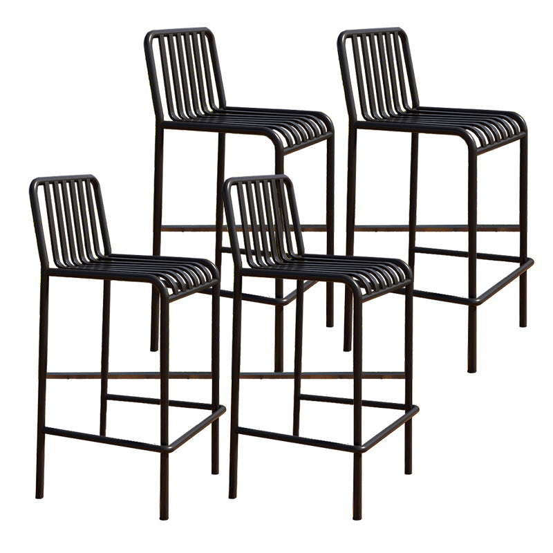 Iron Outdoor Counter Stools Industrial Low Back Bar Stools with Square Seat Black 4 Piece Set Clearhalo 'Bar Furniture' 'Bar Stools' 'bar_stools' 'furn' 'furn_bar_stools' 'furniture_bar_stools' 'Kitchen & Dining Furniture' 'kitchen&dining_furn' 'kitchen' 'kitchen_furn' Furniture' 4654313