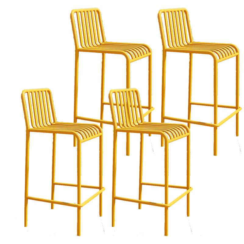 Iron Outdoor Counter Stools Industrial Low Back Bar Stools with Square Seat Yellow 4 Piece Set Clearhalo 'Bar Furniture' 'Bar Stools' 'bar_stools' 'furn' 'furn_bar_stools' 'furniture_bar_stools' 'Kitchen & Dining Furniture' 'kitchen&dining_furn' 'kitchen' 'kitchen_furn' Furniture' 4654314