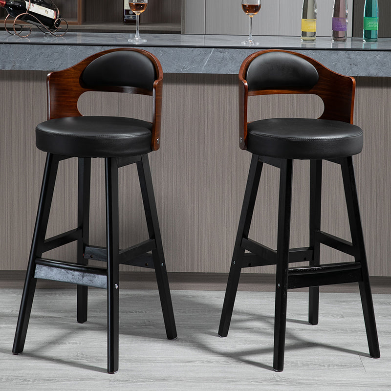 Leather Indoor Counter Stools Industrial Wood Bar Stools with Round Seat Clearhalo 'Bar Furniture' 'Bar Stools' 'bar_stools' 'furn' 'furn_bar_stools' 'furniture_bar_stools' 'Kitchen & Dining Furniture' 'kitchen&dining_furn' 'kitchen' 'kitchen_furn' Furniture' 4654319