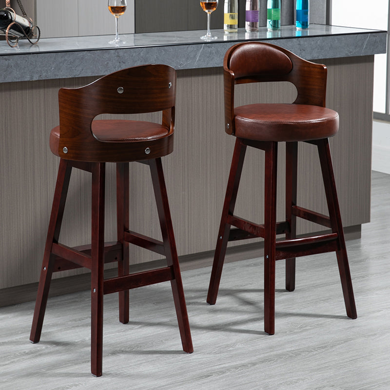 Leather Indoor Counter Stools Industrial Wood Bar Stools with Round Seat Clearhalo 'Bar Furniture' 'Bar Stools' 'bar_stools' 'furn' 'furn_bar_stools' 'furniture_bar_stools' 'Kitchen & Dining Furniture' 'kitchen&dining_furn' 'kitchen' 'kitchen_furn' Furniture' 4654321