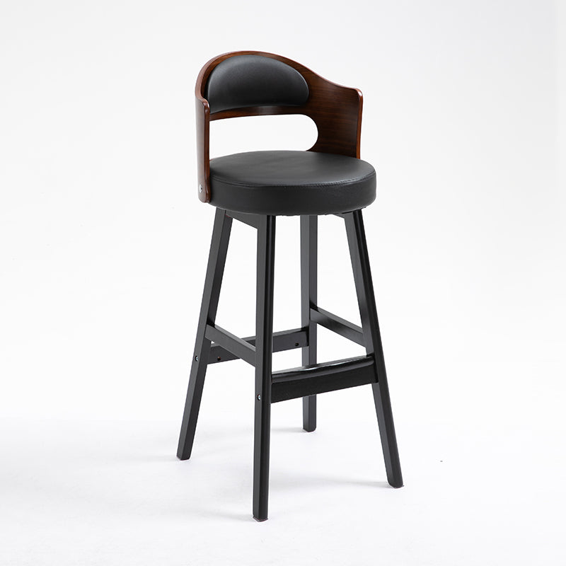 Leather Indoor Counter Stools Industrial Wood Bar Stools with Round Seat Red-Black 1 Piece Clearhalo 'Bar Furniture' 'Bar Stools' 'bar_stools' 'furn' 'furn_bar_stools' 'furniture_bar_stools' 'Kitchen & Dining Furniture' 'kitchen&dining_furn' 'kitchen' 'kitchen_furn' Furniture' 4654322