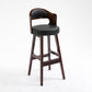 Leather Indoor Counter Stools Industrial Wood Bar Stools with Round Seat Red 1 Piece Clearhalo 'Bar Furniture' 'Bar Stools' 'bar_stools' 'furn' 'furn_bar_stools' 'furniture_bar_stools' 'Kitchen & Dining Furniture' 'kitchen&dining_furn' 'kitchen' 'kitchen_furn' Furniture' 4654323