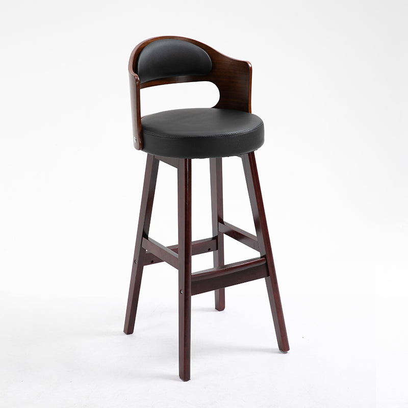 Leather Indoor Counter Stools Industrial Wood Bar Stools with Round Seat Red 1 Piece Clearhalo 'Bar Furniture' 'Bar Stools' 'bar_stools' 'furn' 'furn_bar_stools' 'furniture_bar_stools' 'Kitchen & Dining Furniture' 'kitchen&dining_furn' 'kitchen' 'kitchen_furn' Furniture' 4654323