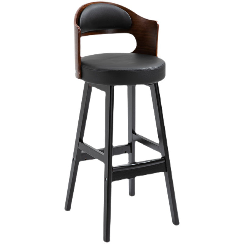 Leather Indoor Counter Stools Industrial Wood Bar Stools with Round Seat Clearhalo 'Bar Furniture' 'Bar Stools' 'bar_stools' 'furn' 'furn_bar_stools' 'furniture_bar_stools' 'Kitchen & Dining Furniture' 'kitchen&dining_furn' 'kitchen' 'kitchen_furn' Furniture' 4654328