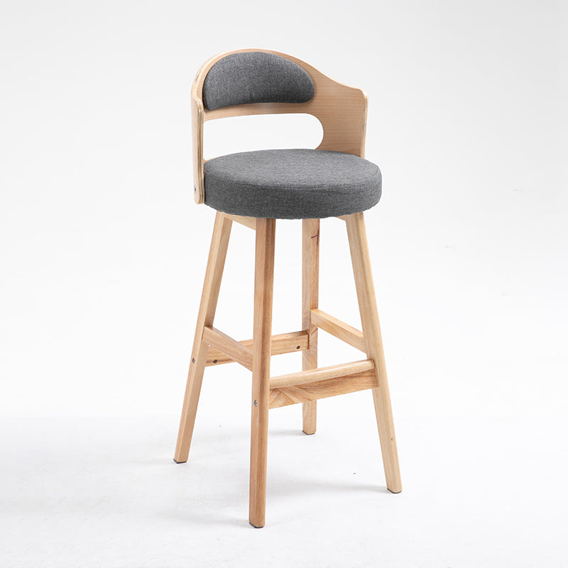 Leather Indoor Counter Stools Industrial Wood Bar Stools with Round Seat Grey 1 Piece Clearhalo 'Bar Furniture' 'Bar Stools' 'bar_stools' 'furn' 'furn_bar_stools' 'furniture_bar_stools' 'Kitchen & Dining Furniture' 'kitchen&dining_furn' 'kitchen' 'kitchen_furn' Furniture' 4654331