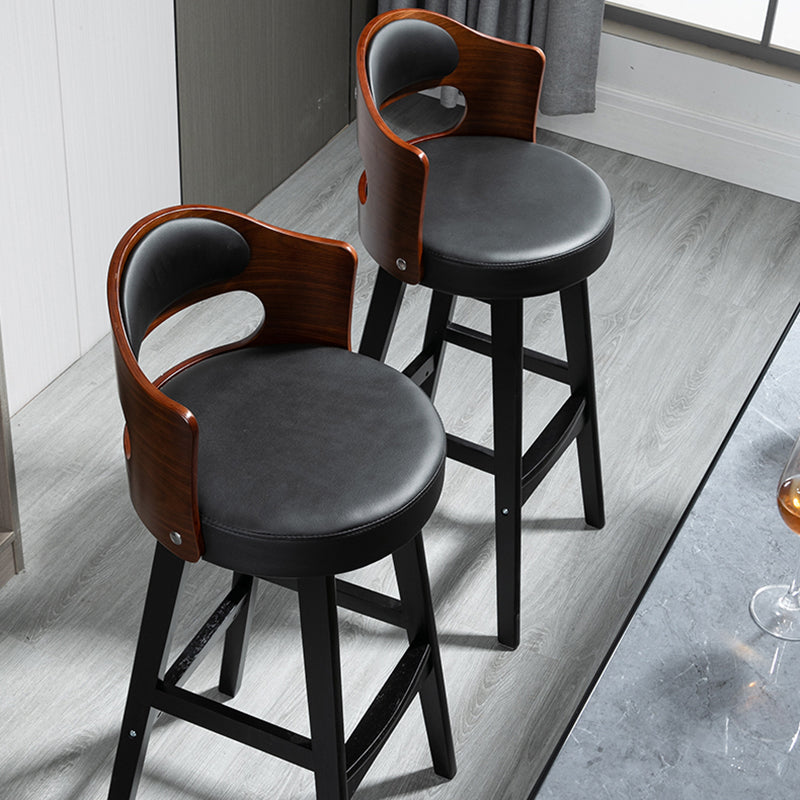 Leather Indoor Counter Stools Industrial Wood Bar Stools with Round Seat Clearhalo 'Bar Furniture' 'Bar Stools' 'bar_stools' 'furn' 'furn_bar_stools' 'furniture_bar_stools' 'Kitchen & Dining Furniture' 'kitchen&dining_furn' 'kitchen' 'kitchen_furn' Furniture' 4654336