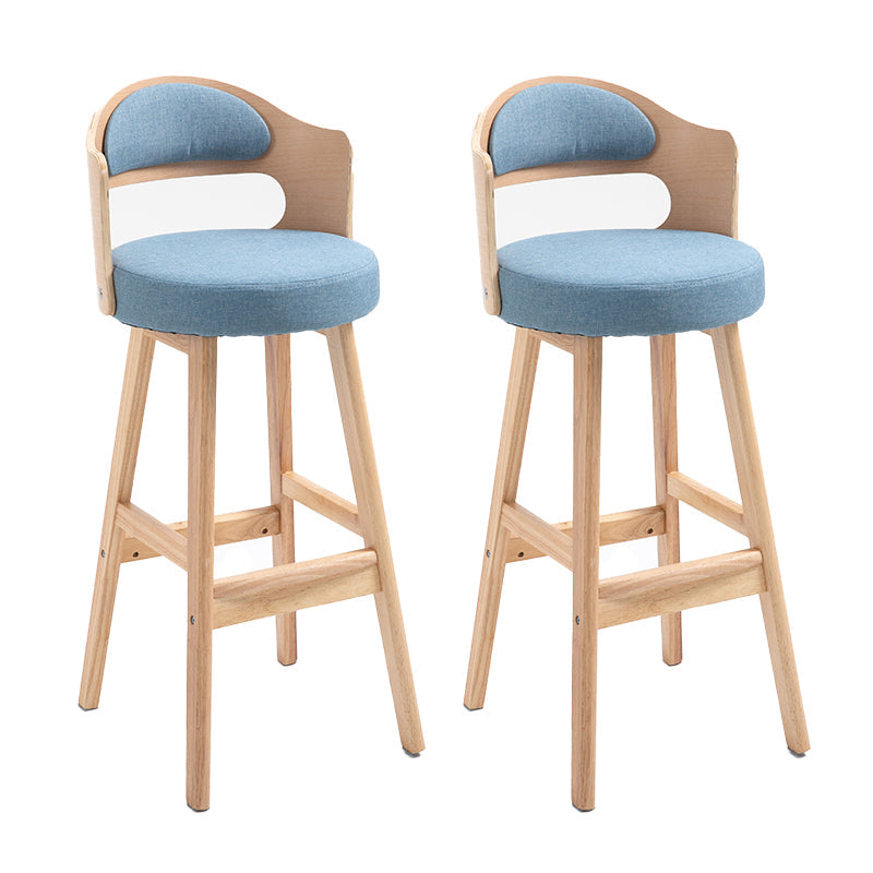 Leather Indoor Counter Stools Industrial Wood Bar Stools with Round Seat Blue 2 Piece Set Clearhalo 'Bar Furniture' 'Bar Stools' 'bar_stools' 'furn' 'furn_bar_stools' 'furniture_bar_stools' 'Kitchen & Dining Furniture' 'kitchen&dining_furn' 'kitchen' 'kitchen_furn' Furniture' 4654337