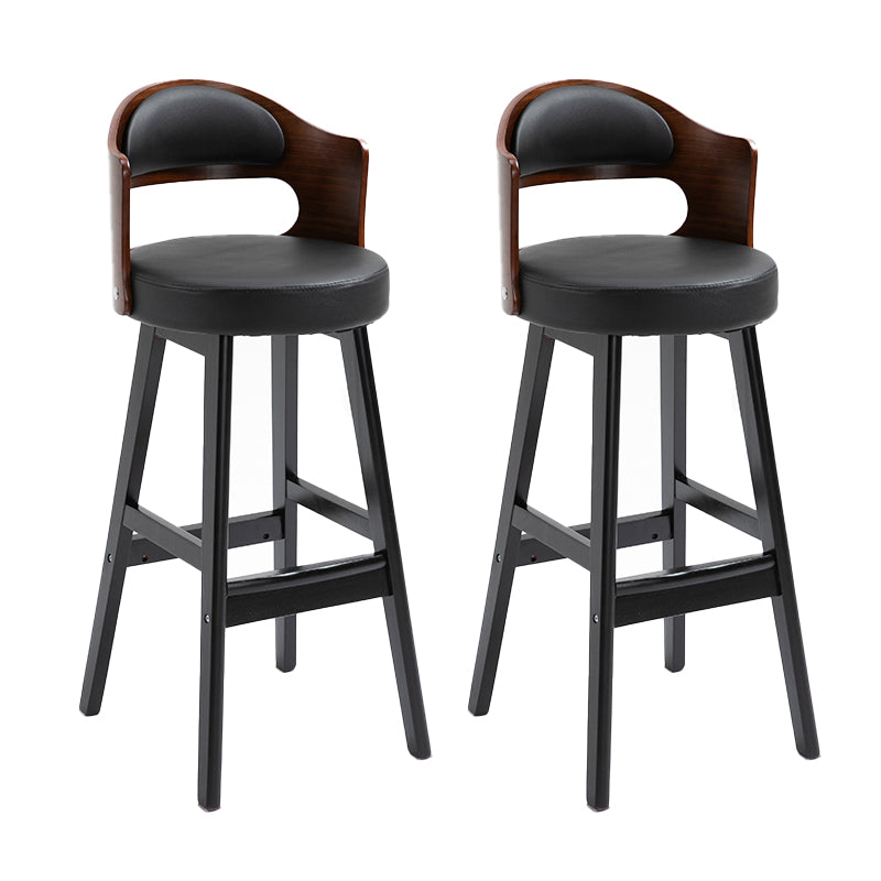 Leather Indoor Counter Stools Industrial Wood Bar Stools with Round Seat Red-Black 2 Piece Set Clearhalo 'Bar Furniture' 'Bar Stools' 'bar_stools' 'furn' 'furn_bar_stools' 'furniture_bar_stools' 'Kitchen & Dining Furniture' 'kitchen&dining_furn' 'kitchen' 'kitchen_furn' Furniture' 4654342