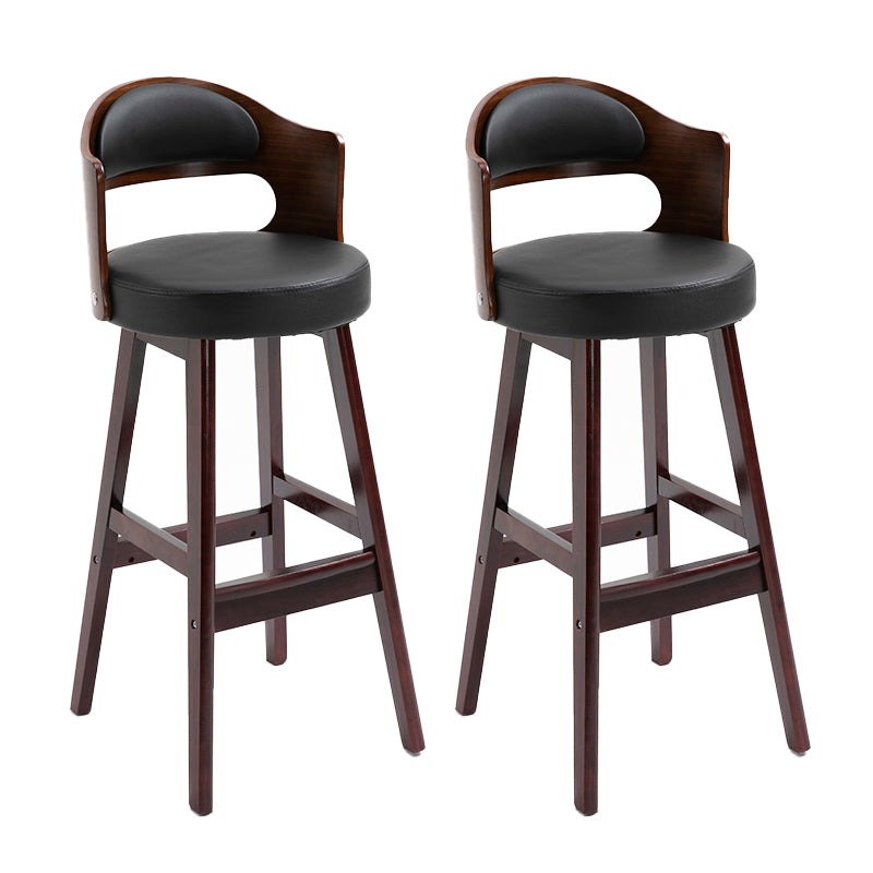Leather Indoor Counter Stools Industrial Wood Bar Stools with Round Seat Red 2 Piece Set Clearhalo 'Bar Furniture' 'Bar Stools' 'bar_stools' 'furn' 'furn_bar_stools' 'furniture_bar_stools' 'Kitchen & Dining Furniture' 'kitchen&dining_furn' 'kitchen' 'kitchen_furn' Furniture' 4654346