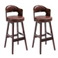Leather Indoor Counter Stools Industrial Wood Bar Stools with Round Seat Red Brown 2 Piece Set Clearhalo 'Bar Furniture' 'Bar Stools' 'bar_stools' 'furn' 'furn_bar_stools' 'furniture_bar_stools' 'Kitchen & Dining Furniture' 'kitchen&dining_furn' 'kitchen' 'kitchen_furn' Furniture' 4654348