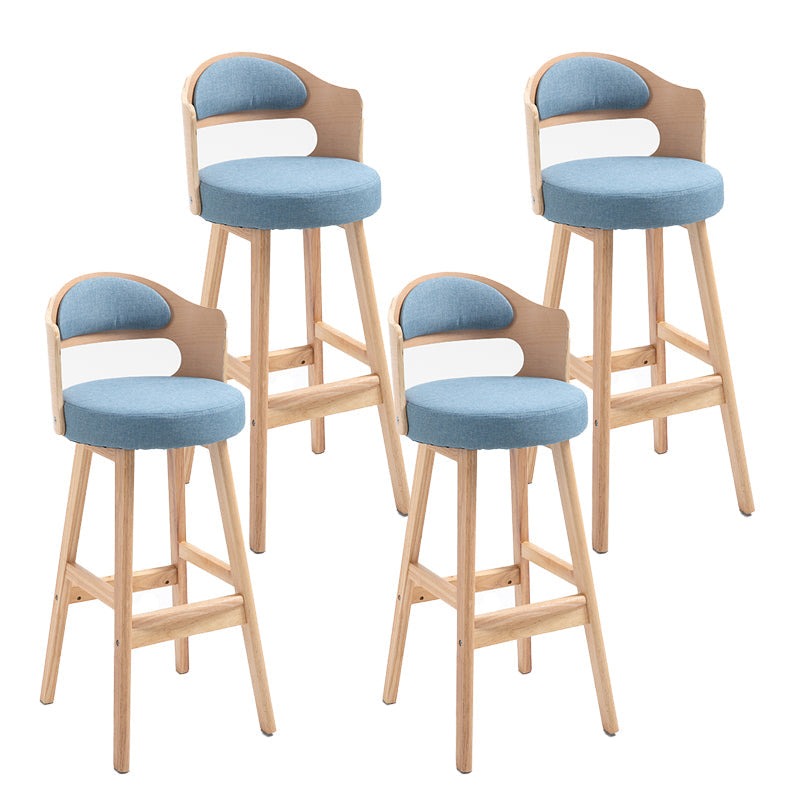 Leather Indoor Counter Stools Industrial Wood Bar Stools with Round Seat Blue 4 Piece Set Clearhalo 'Bar Furniture' 'Bar Stools' 'bar_stools' 'furn' 'furn_bar_stools' 'furniture_bar_stools' 'Kitchen & Dining Furniture' 'kitchen&dining_furn' 'kitchen' 'kitchen_furn' Furniture' 4654349