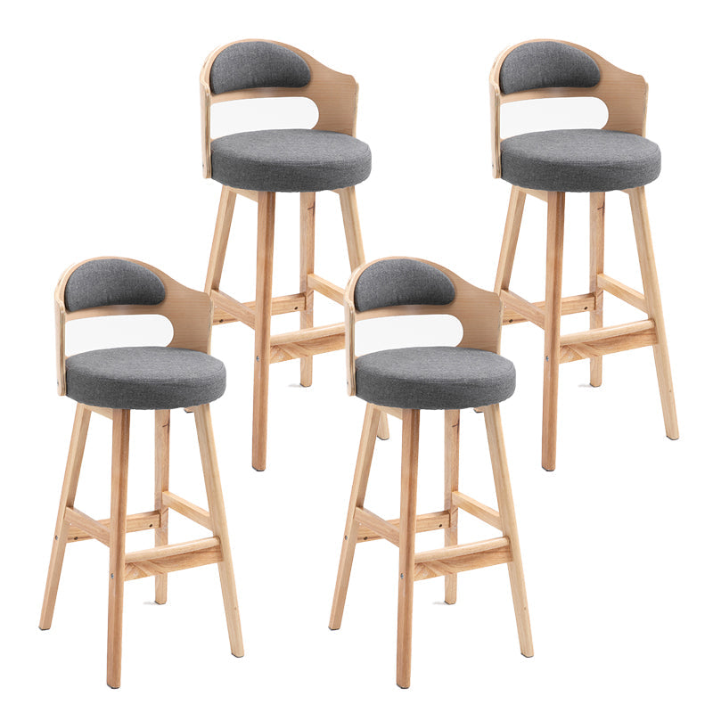 Leather Indoor Counter Stools Industrial Wood Bar Stools with Round Seat Grey 4 Piece Set Clearhalo 'Bar Furniture' 'Bar Stools' 'bar_stools' 'furn' 'furn_bar_stools' 'furniture_bar_stools' 'Kitchen & Dining Furniture' 'kitchen&dining_furn' 'kitchen' 'kitchen_furn' Furniture' 4654350