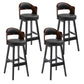 Leather Indoor Counter Stools Industrial Wood Bar Stools with Round Seat Red-Black 4 Piece Set Clearhalo 'Bar Furniture' 'Bar Stools' 'bar_stools' 'furn' 'furn_bar_stools' 'furniture_bar_stools' 'Kitchen & Dining Furniture' 'kitchen&dining_furn' 'kitchen' 'kitchen_furn' Furniture' 4654351