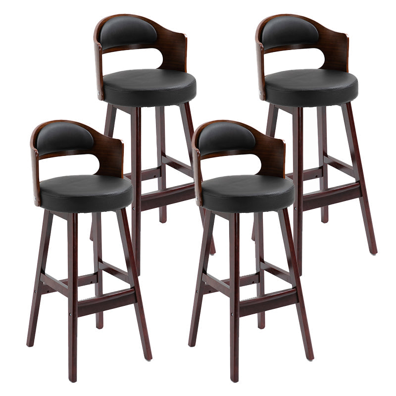 Leather Indoor Counter Stools Industrial Wood Bar Stools with Round Seat Red 4 Piece Set Clearhalo 'Bar Furniture' 'Bar Stools' 'bar_stools' 'furn' 'furn_bar_stools' 'furniture_bar_stools' 'Kitchen & Dining Furniture' 'kitchen&dining_furn' 'kitchen' 'kitchen_furn' Furniture' 4654355