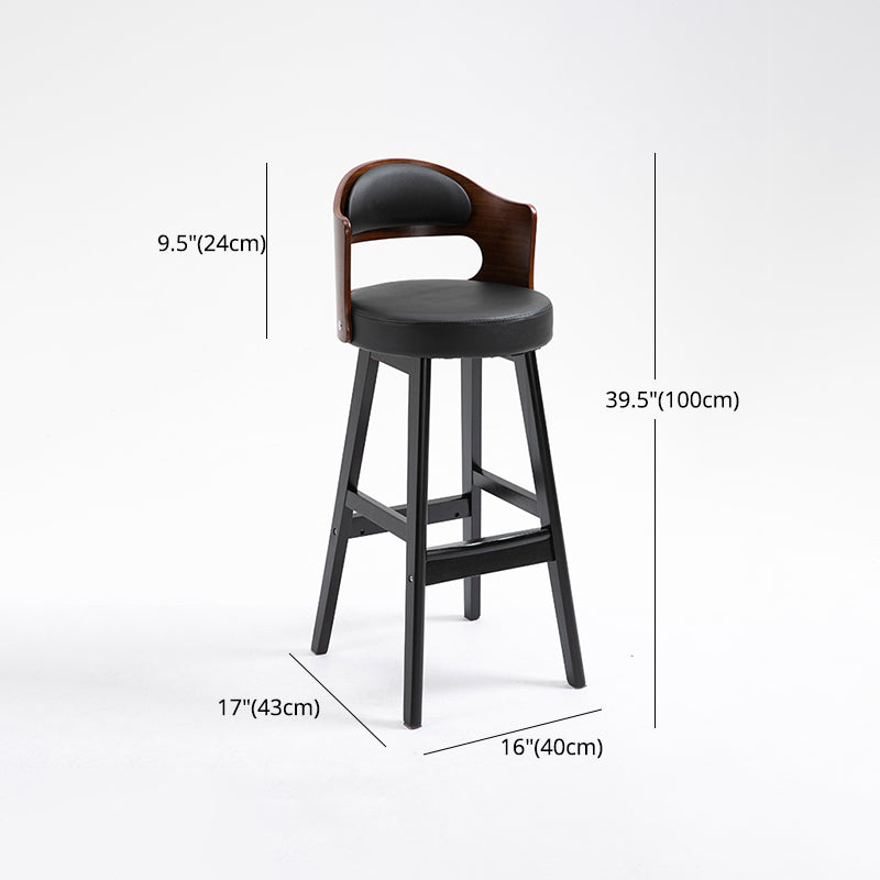 Leather Indoor Counter Stools Industrial Wood Bar Stools with Round Seat Clearhalo 'Bar Furniture' 'Bar Stools' 'bar_stools' 'furn' 'furn_bar_stools' 'furniture_bar_stools' 'Kitchen & Dining Furniture' 'kitchen&dining_furn' 'kitchen' 'kitchen_furn' Furniture' 4654361