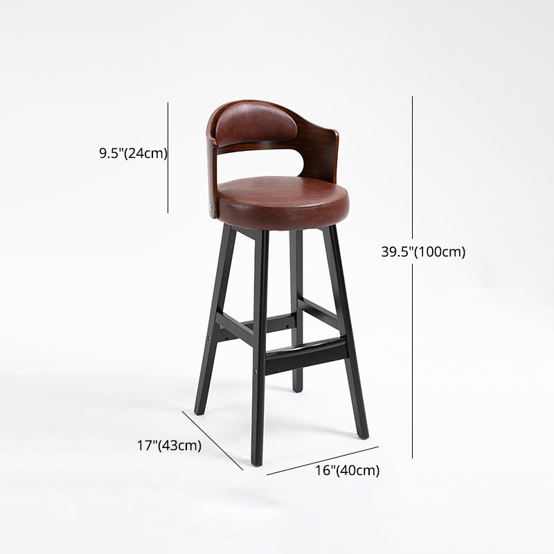 Leather Indoor Counter Stools Industrial Wood Bar Stools with Round Seat Clearhalo 'Bar Furniture' 'Bar Stools' 'bar_stools' 'furn' 'furn_bar_stools' 'furniture_bar_stools' 'Kitchen & Dining Furniture' 'kitchen&dining_furn' 'kitchen' 'kitchen_furn' Furniture' 4654363