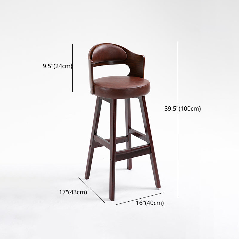 Leather Indoor Counter Stools Industrial Wood Bar Stools with Round Seat Clearhalo 'Bar Furniture' 'Bar Stools' 'bar_stools' 'furn' 'furn_bar_stools' 'furniture_bar_stools' 'Kitchen & Dining Furniture' 'kitchen&dining_furn' 'kitchen' 'kitchen_furn' Furniture' 4654366