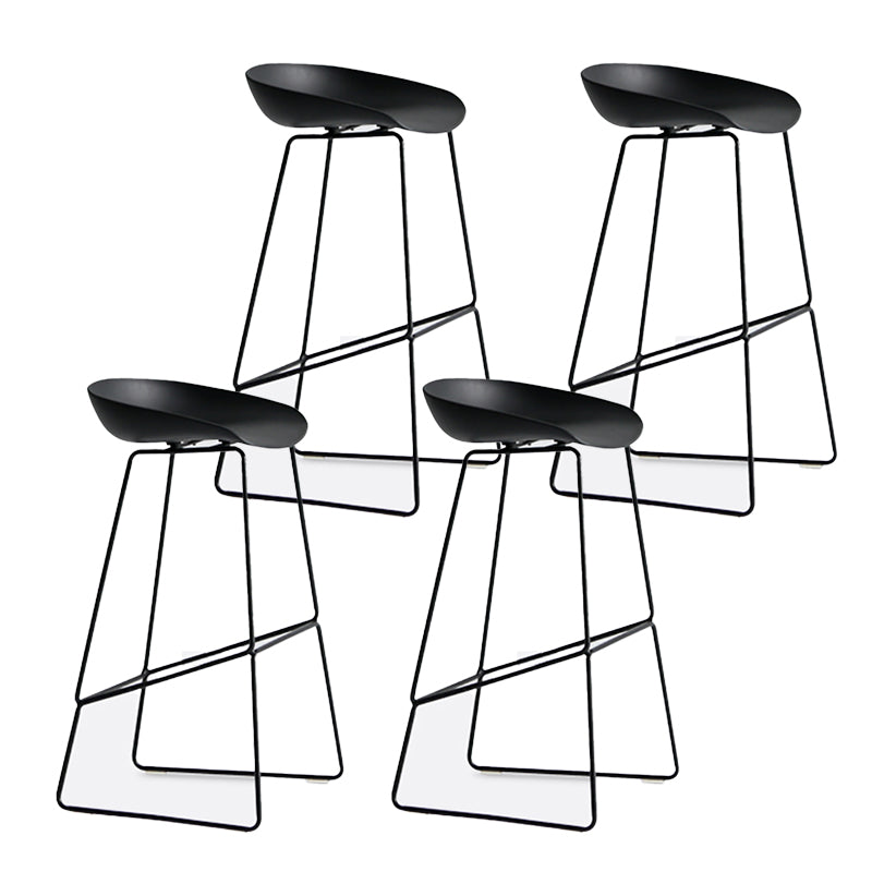 Nordic Indoor Low Back Barstool Simple Iron Tall Stool with Plastic Seat Black 4 Piece Set Clearhalo 'Bar Furniture' 'Bar Stools' 'bar_stools' 'furn' 'furn_bar_stools' 'furniture_bar_stools' 'Kitchen & Dining Furniture' 'kitchen&dining_furn' 'kitchen' 'kitchen_furn' Furniture' 4654388