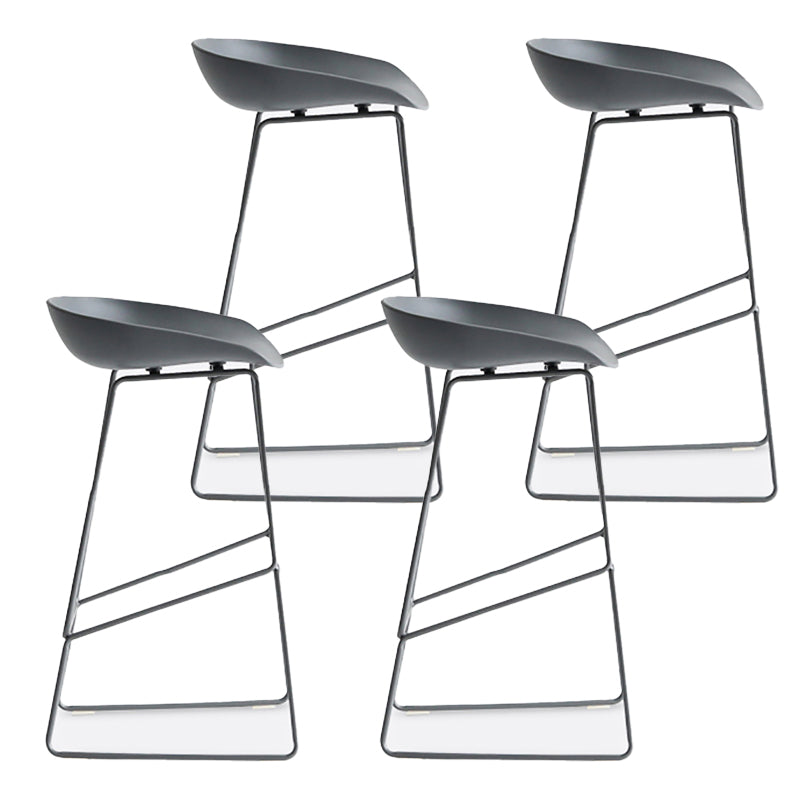 Nordic Indoor Low Back Barstool Simple Iron Tall Stool with Plastic Seat Grey 4 Piece Set Clearhalo 'Bar Furniture' 'Bar Stools' 'bar_stools' 'furn' 'furn_bar_stools' 'furniture_bar_stools' 'Kitchen & Dining Furniture' 'kitchen&dining_furn' 'kitchen' 'kitchen_furn' Furniture' 4654390
