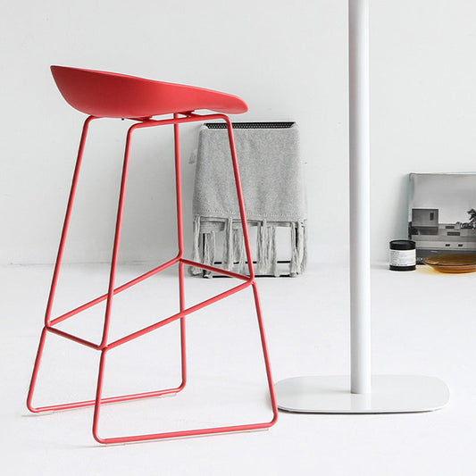 Nordic Indoor Low Back Barstool Simple Iron Tall Stool with Plastic Seat Clearhalo 'Bar Furniture' 'Bar Stools' 'bar_stools' 'furn' 'furn_bar_stools' 'furniture_bar_stools' 'Kitchen & Dining Furniture' 'kitchen&dining_furn' 'kitchen' 'kitchen_furn' Furniture' 4654391