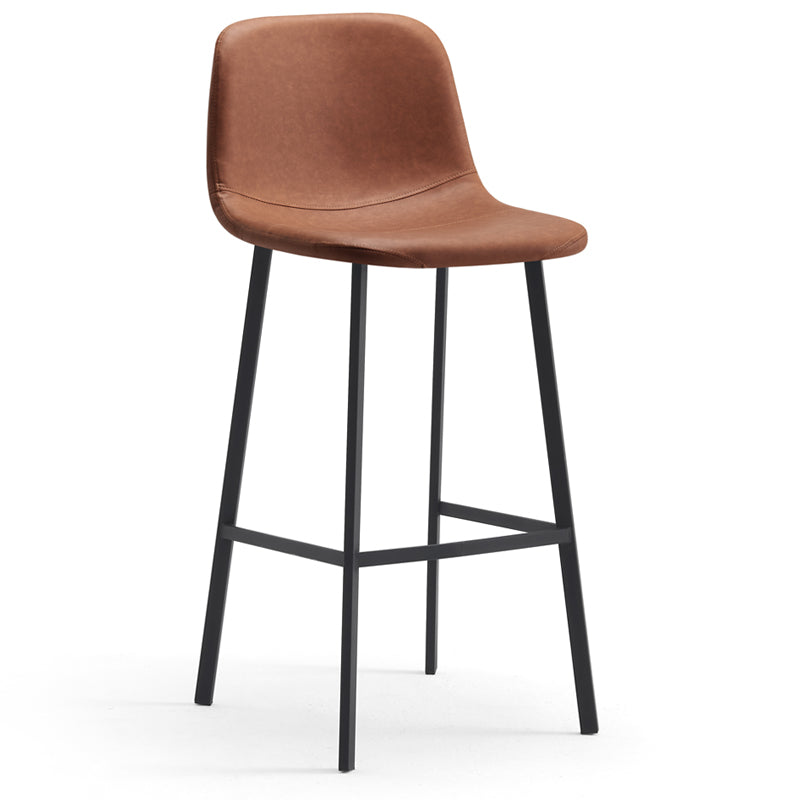Contemporary Metal Leather Bar Stools Indoor Barstool with Iron Legs Brown 1 Piece Bar Stool(30"H) Clearhalo 'Bar Furniture' 'Bar Stools' 'bar_stools' 'furn' 'furn_bar_stools' 'furniture_bar_stools' 'Kitchen & Dining Furniture' 'kitchen&dining_furn' 'kitchen' 'kitchen_furn' Furniture' 4654399