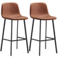Contemporary Metal Leather Bar Stools Indoor Barstool with Iron Legs Brown 2 Piece Set Bar Stool(30"H) Clearhalo 'Bar Furniture' 'Bar Stools' 'bar_stools' 'furn' 'furn_bar_stools' 'furniture_bar_stools' 'Kitchen & Dining Furniture' 'kitchen&dining_furn' 'kitchen' 'kitchen_furn' Furniture' 4654401