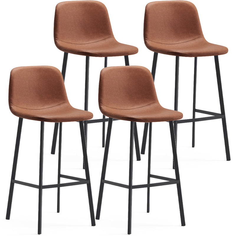 Contemporary Metal Leather Bar Stools Indoor Barstool with Iron Legs Brown 4 Piece Set Bar Stool(30"H) Clearhalo 'Bar Furniture' 'Bar Stools' 'bar_stools' 'furn' 'furn_bar_stools' 'furniture_bar_stools' 'Kitchen & Dining Furniture' 'kitchen&dining_furn' 'kitchen' 'kitchen_furn' Furniture' 4654402