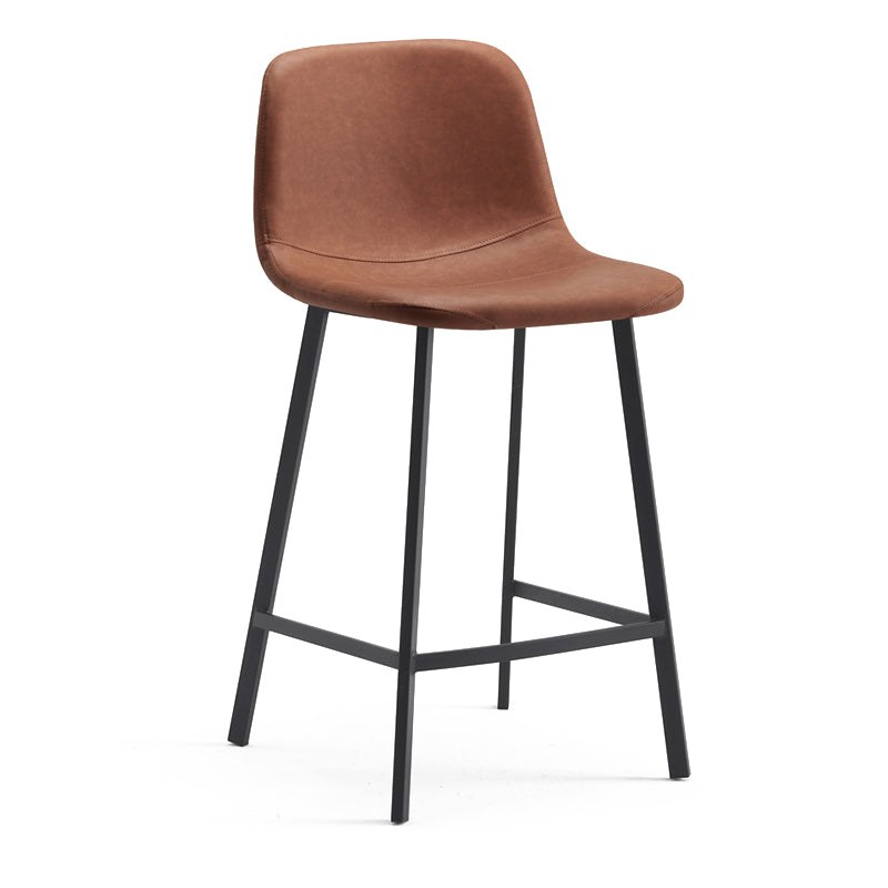 Contemporary Metal Leather Bar Stools Indoor Barstool with Iron Legs Brown 1 Piece Counter Stool(26"H) Clearhalo 'Bar Furniture' 'Bar Stools' 'bar_stools' 'furn' 'furn_bar_stools' 'furniture_bar_stools' 'Kitchen & Dining Furniture' 'kitchen&dining_furn' 'kitchen' 'kitchen_furn' Furniture' 4654405