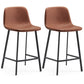 Contemporary Metal Leather Bar Stools Indoor Barstool with Iron Legs Brown 2 Piece Set Counter Stool(26"H) Clearhalo 'Bar Furniture' 'Bar Stools' 'bar_stools' 'furn' 'furn_bar_stools' 'furniture_bar_stools' 'Kitchen & Dining Furniture' 'kitchen&dining_furn' 'kitchen' 'kitchen_furn' Furniture' 4654407