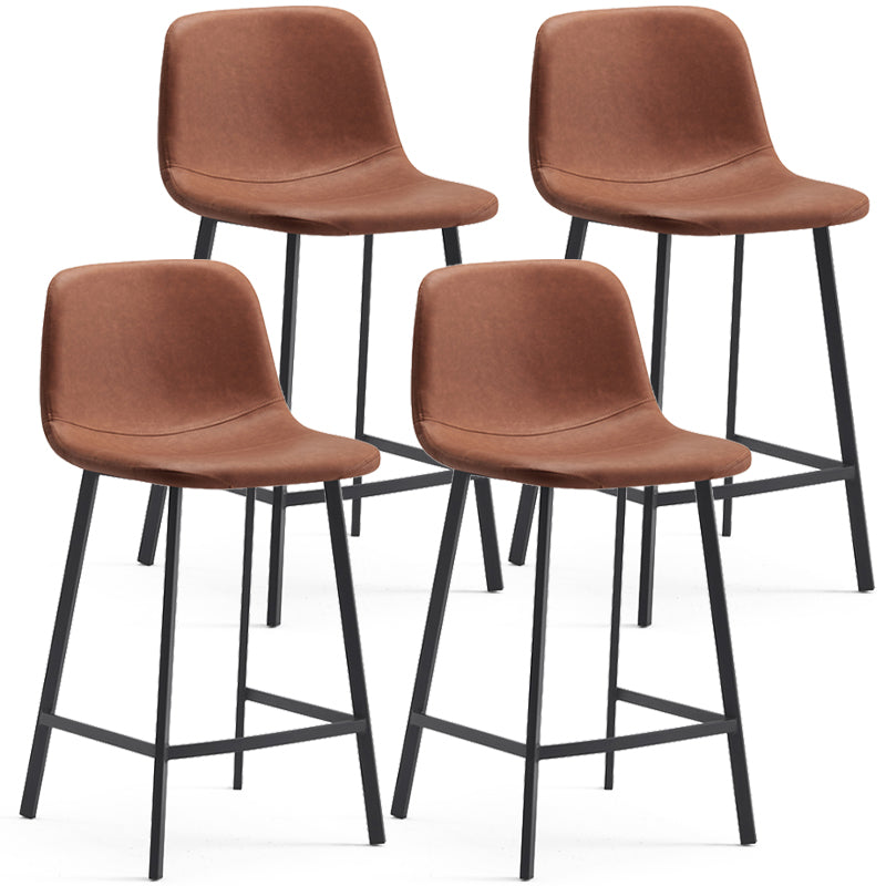Contemporary Metal Leather Bar Stools Indoor Barstool with Iron Legs Brown 4 Piece Set Counter Stool(26"H) Clearhalo 'Bar Furniture' 'Bar Stools' 'bar_stools' 'furn' 'furn_bar_stools' 'furniture_bar_stools' 'Kitchen & Dining Furniture' 'kitchen&dining_furn' 'kitchen' 'kitchen_furn' Furniture' 4654409
