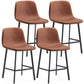 Contemporary Metal Leather Bar Stools Indoor Barstool with Iron Legs Brown 4 Piece Set Short Stool(22"H) Clearhalo 'Bar Furniture' 'Bar Stools' 'bar_stools' 'furn' 'furn_bar_stools' 'furniture_bar_stools' 'Kitchen & Dining Furniture' 'kitchen&dining_furn' 'kitchen' 'kitchen_furn' Furniture' 4654415