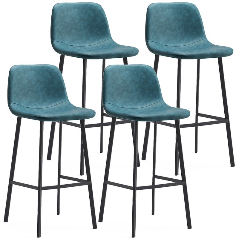 Contemporary Metal Leather Bar Stools Indoor Barstool with Iron Legs Aqua 4 Piece Set Bar Stool(30"H) Clearhalo 'Bar Furniture' 'Bar Stools' 'bar_stools' 'furn' 'furn_bar_stools' 'furniture_bar_stools' 'Kitchen & Dining Furniture' 'kitchen&dining_furn' 'kitchen' 'kitchen_furn' Furniture' 4654421