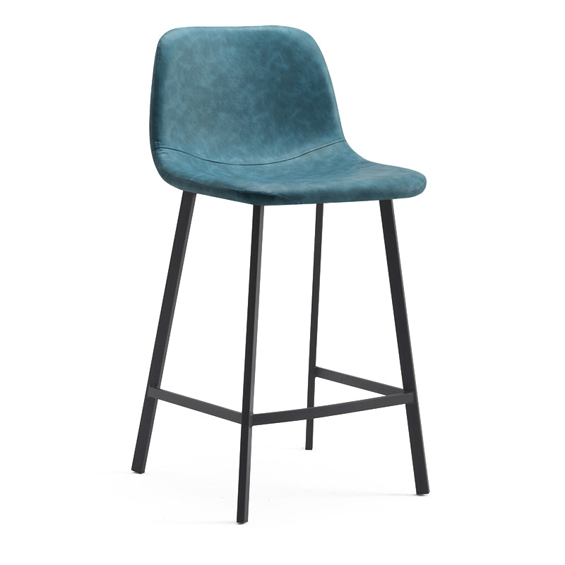 Contemporary Metal Leather Bar Stools Indoor Barstool with Iron Legs Aqua 1 Piece Counter Stool(26"H) Clearhalo 'Bar Furniture' 'Bar Stools' 'bar_stools' 'furn' 'furn_bar_stools' 'furniture_bar_stools' 'Kitchen & Dining Furniture' 'kitchen&dining_furn' 'kitchen' 'kitchen_furn' Furniture' 4654423