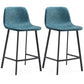 Contemporary Metal Leather Bar Stools Indoor Barstool with Iron Legs Aqua 2 Piece Set Counter Stool(26"H) Clearhalo 'Bar Furniture' 'Bar Stools' 'bar_stools' 'furn' 'furn_bar_stools' 'furniture_bar_stools' 'Kitchen & Dining Furniture' 'kitchen&dining_furn' 'kitchen' 'kitchen_furn' Furniture' 4654424