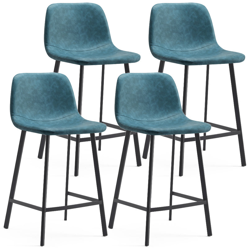 Contemporary Metal Leather Bar Stools Indoor Barstool with Iron Legs Aqua 4 Piece Set Counter Stool(26"H) Clearhalo 'Bar Furniture' 'Bar Stools' 'bar_stools' 'furn' 'furn_bar_stools' 'furniture_bar_stools' 'Kitchen & Dining Furniture' 'kitchen&dining_furn' 'kitchen' 'kitchen_furn' Furniture' 4654425