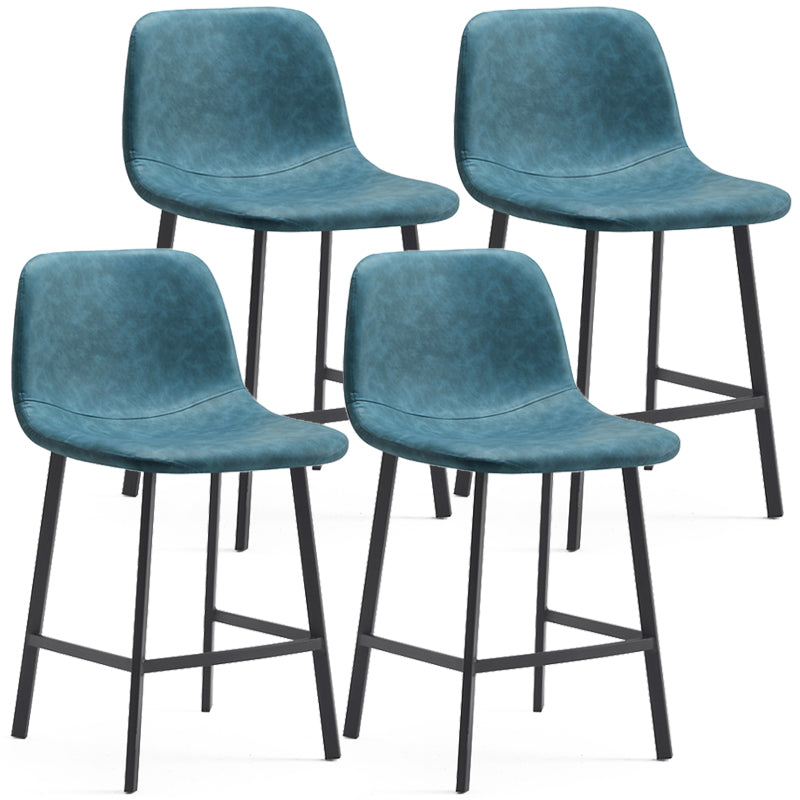 Contemporary Metal Leather Bar Stools Indoor Barstool with Iron Legs Aqua 4 Piece Set Short Stool(22"H) Clearhalo 'Bar Furniture' 'Bar Stools' 'bar_stools' 'furn' 'furn_bar_stools' 'furniture_bar_stools' 'Kitchen & Dining Furniture' 'kitchen&dining_furn' 'kitchen' 'kitchen_furn' Furniture' 4654428
