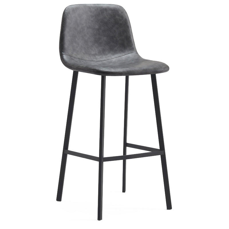 Contemporary Metal Leather Bar Stools Indoor Barstool with Iron Legs Grey 1 Piece Bar Stool(30"H) Clearhalo 'Bar Furniture' 'Bar Stools' 'bar_stools' 'furn' 'furn_bar_stools' 'furniture_bar_stools' 'Kitchen & Dining Furniture' 'kitchen&dining_furn' 'kitchen' 'kitchen_furn' Furniture' 4654429