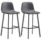 Contemporary Metal Leather Bar Stools Indoor Barstool with Iron Legs Grey 2 Piece Set Bar Stool(30"H) Clearhalo 'Bar Furniture' 'Bar Stools' 'bar_stools' 'furn' 'furn_bar_stools' 'furniture_bar_stools' 'Kitchen & Dining Furniture' 'kitchen&dining_furn' 'kitchen' 'kitchen_furn' Furniture' 4654430