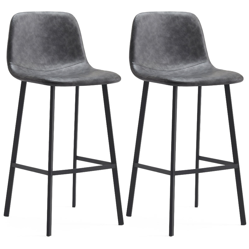 Contemporary Metal Leather Bar Stools Indoor Barstool with Iron Legs Grey 2 Piece Set Bar Stool(30"H) Clearhalo 'Bar Furniture' 'Bar Stools' 'bar_stools' 'furn' 'furn_bar_stools' 'furniture_bar_stools' 'Kitchen & Dining Furniture' 'kitchen&dining_furn' 'kitchen' 'kitchen_furn' Furniture' 4654430