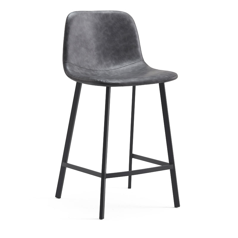 Contemporary Metal Leather Bar Stools Indoor Barstool with Iron Legs Grey 1 Piece Counter Stool(26"H) Clearhalo 'Bar Furniture' 'Bar Stools' 'bar_stools' 'furn' 'furn_bar_stools' 'furniture_bar_stools' 'Kitchen & Dining Furniture' 'kitchen&dining_furn' 'kitchen' 'kitchen_furn' Furniture' 4654432