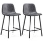 Contemporary Metal Leather Bar Stools Indoor Barstool with Iron Legs Grey 2 Piece Set Counter Stool(26"H) Clearhalo 'Bar Furniture' 'Bar Stools' 'bar_stools' 'furn' 'furn_bar_stools' 'furniture_bar_stools' 'Kitchen & Dining Furniture' 'kitchen&dining_furn' 'kitchen' 'kitchen_furn' Furniture' 4654433