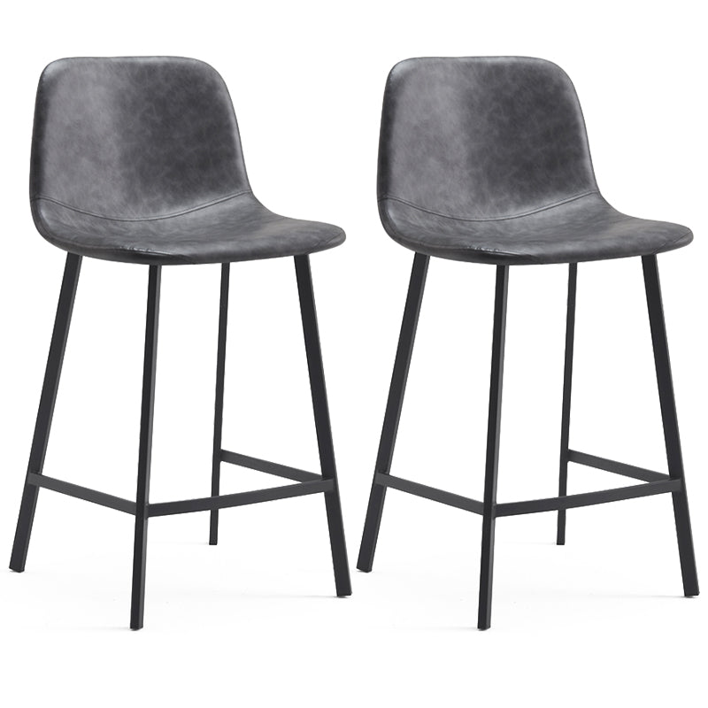 Contemporary Metal Leather Bar Stools Indoor Barstool with Iron Legs Grey 2 Piece Set Counter Stool(26"H) Clearhalo 'Bar Furniture' 'Bar Stools' 'bar_stools' 'furn' 'furn_bar_stools' 'furniture_bar_stools' 'Kitchen & Dining Furniture' 'kitchen&dining_furn' 'kitchen' 'kitchen_furn' Furniture' 4654433