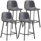 Contemporary Metal Leather Bar Stools Indoor Barstool with Iron Legs Grey 4 Piece Set Counter Stool(26"H) Clearhalo 'Bar Furniture' 'Bar Stools' 'bar_stools' 'furn' 'furn_bar_stools' 'furniture_bar_stools' 'Kitchen & Dining Furniture' 'kitchen&dining_furn' 'kitchen' 'kitchen_furn' Furniture' 4654434