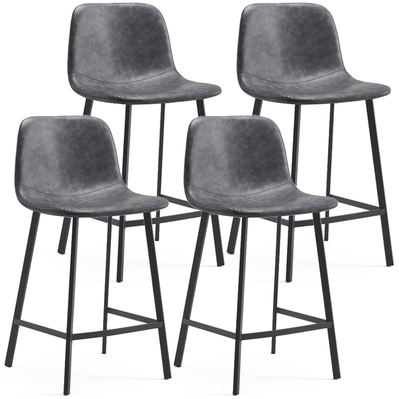 Contemporary Metal Leather Bar Stools Indoor Barstool with Iron Legs Grey 4 Piece Set Counter Stool(26"H) Clearhalo 'Bar Furniture' 'Bar Stools' 'bar_stools' 'furn' 'furn_bar_stools' 'furniture_bar_stools' 'Kitchen & Dining Furniture' 'kitchen&dining_furn' 'kitchen' 'kitchen_furn' Furniture' 4654434